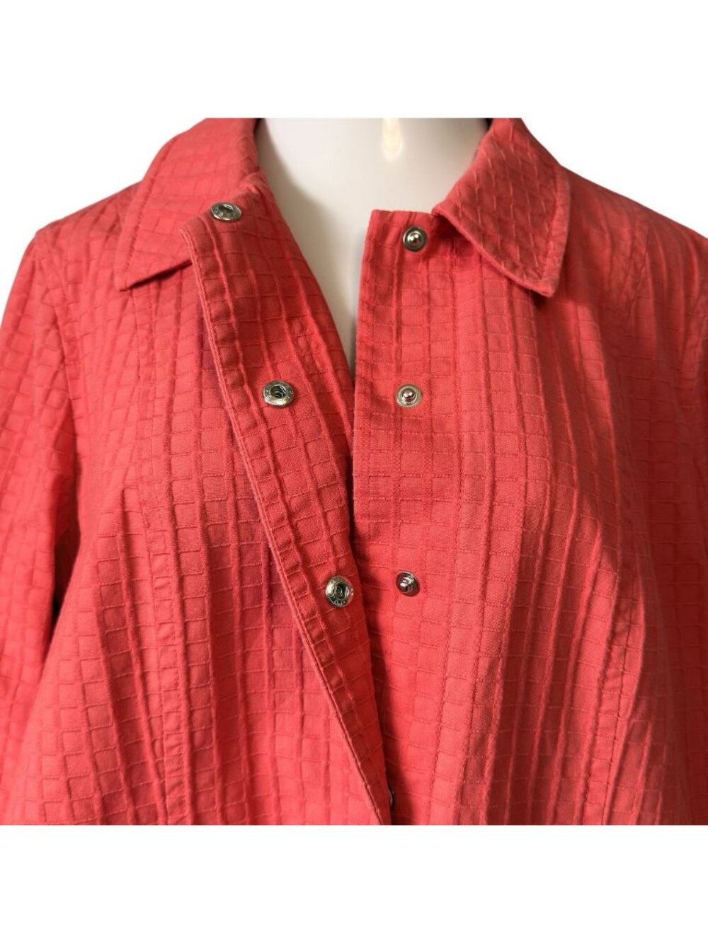 Coldwater Creek Womens 20 Jacket Orange Textured Cotton Pockets Snaps Spring - Picture 11 of 16